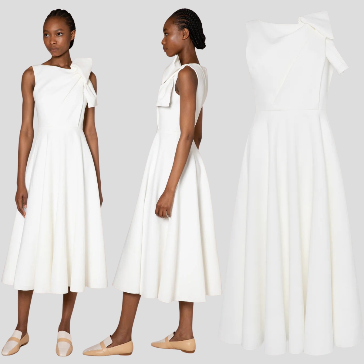 The Roksanda 'Brigitte' dress in white, the original sleeveless version with an oversized shoulder bow
