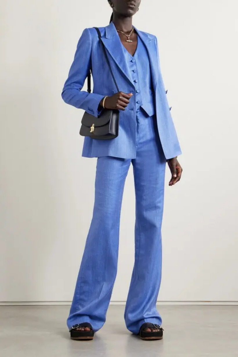 The Gabriela Hearst suit in vivid blue