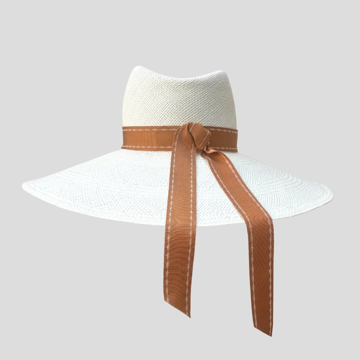 Jess Collett ‘Carmen’ panama fedora hat in ivory/tan