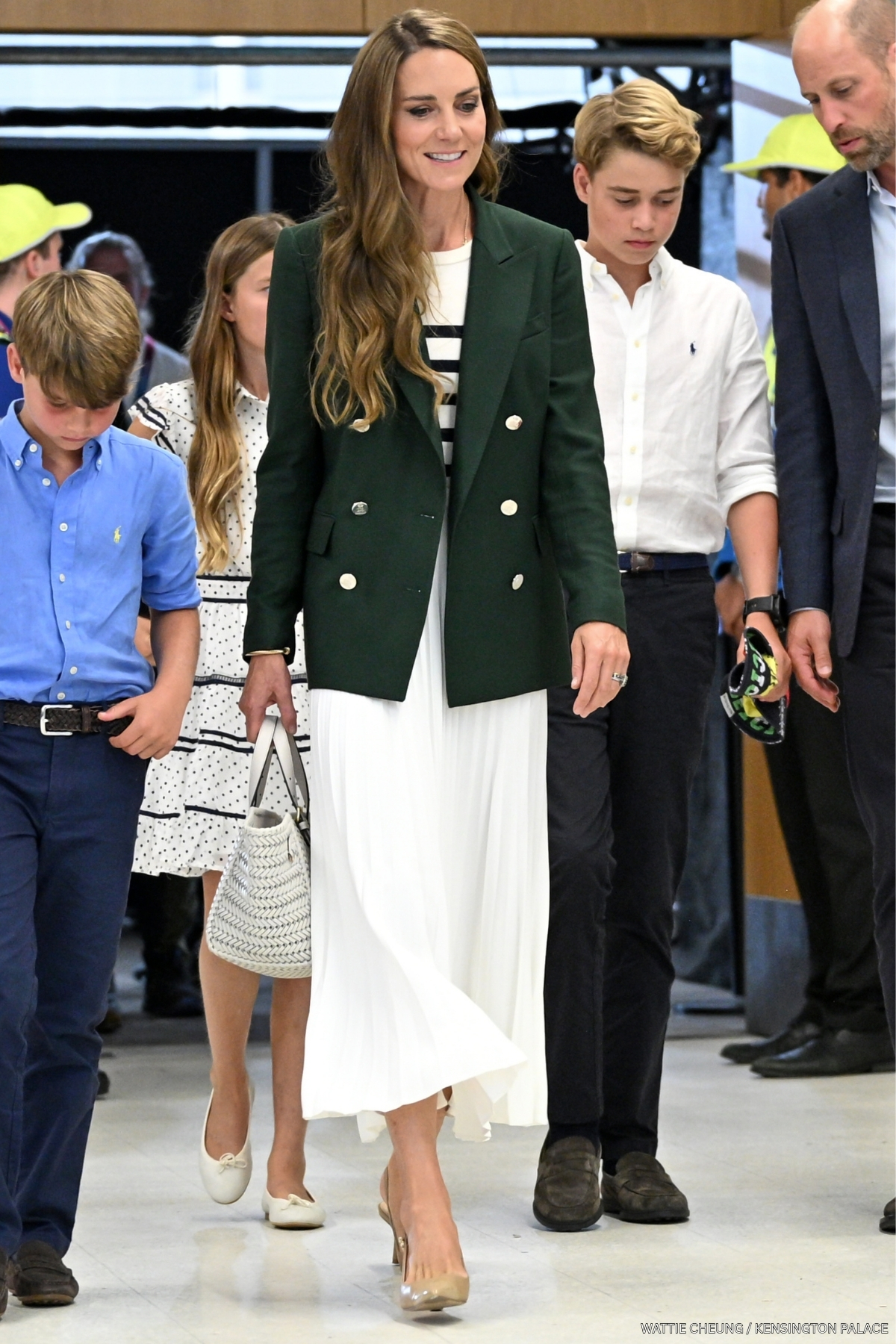Kate Middleton with the Anya Hindmarch Neeson tote in hand as she attends the Commonwealth Games