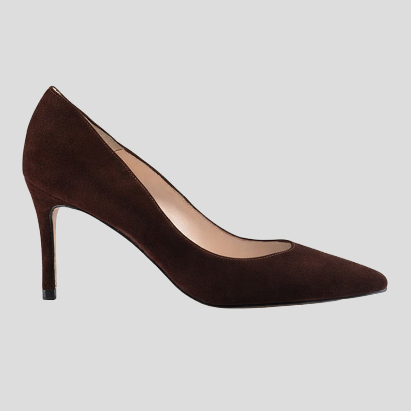 The Russell and Bromley brown suede heels