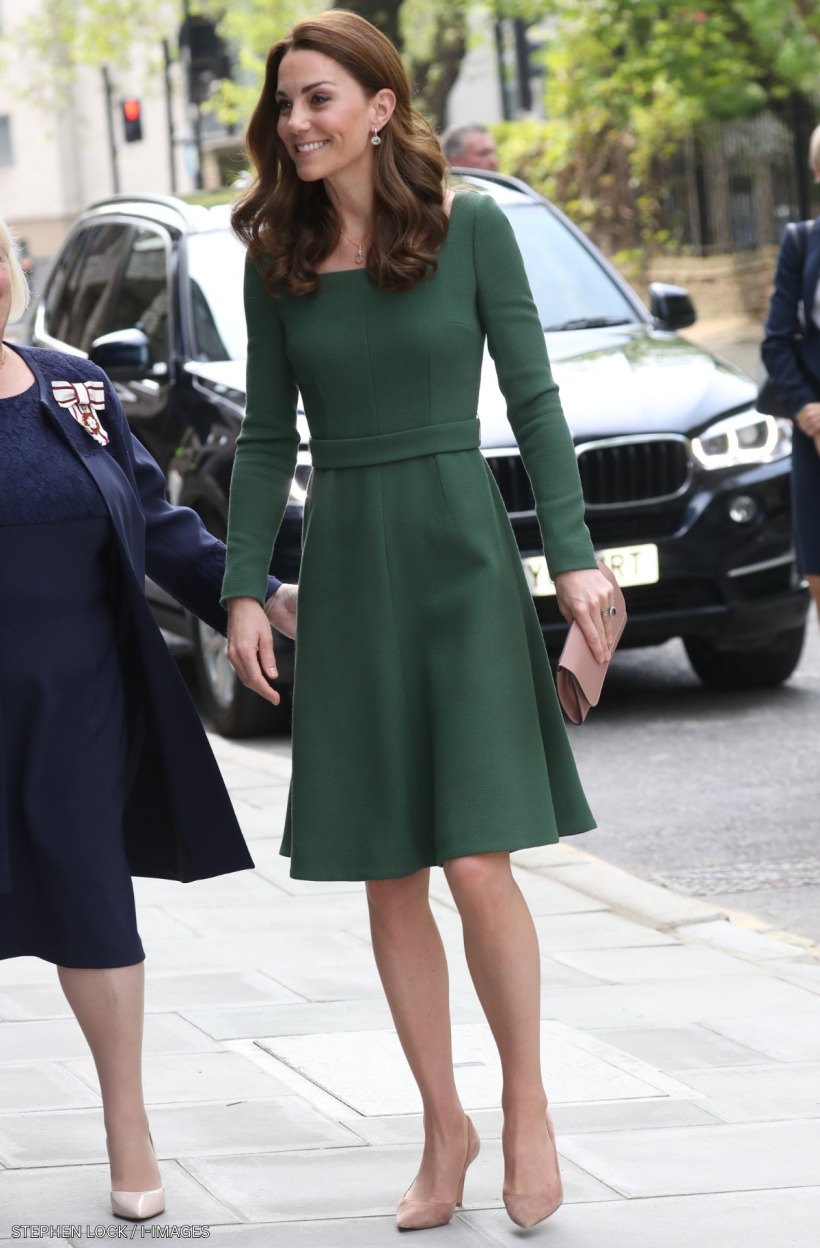 Kate Middleton wearing a green Emilia Wickstead 'Kate' dress at the Anna Freud Centre in 2019