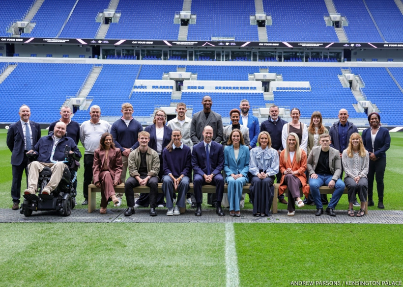 The Prince and Princess of Wales with sporting figures at the Everton FC