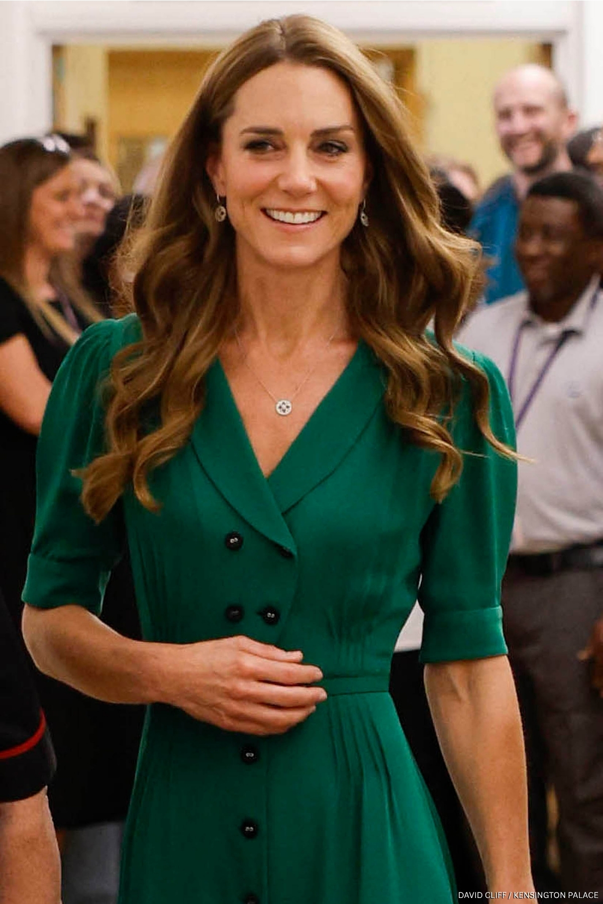 Kate Middleton Looks Polished in Deep Green Dress For Visit to Cancer Hospital