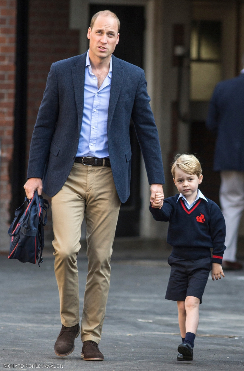 Prince William and Prince George on George's first day of primary school in 2017